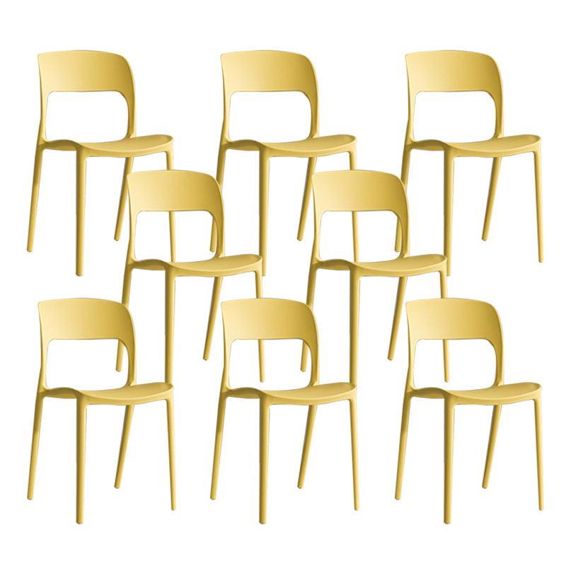 Nordic Style Armless Side Chairs Open Back Chairs with Plastic Legs for Home Use