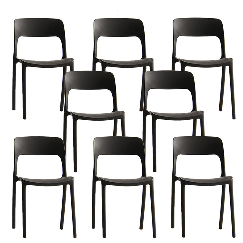 Nordic Style Armless Side Chairs Open Back Chairs with Plastic Legs for Home Use