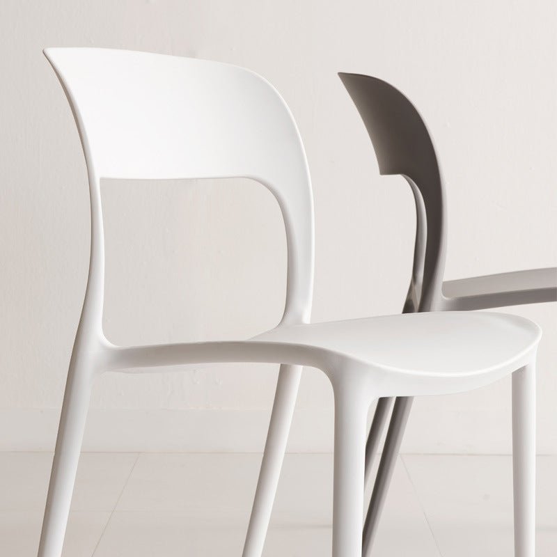 Nordic Style Armless Side Chairs Open Back Chairs with Plastic Legs for Home Use