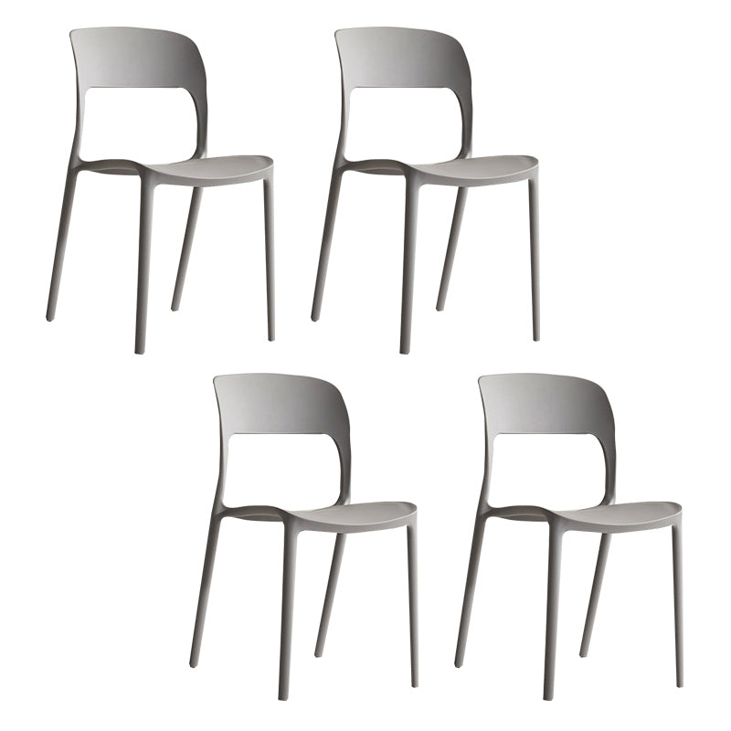 Nordic Style Armless Side Chairs Open Back Chairs with Plastic Legs for Home Use