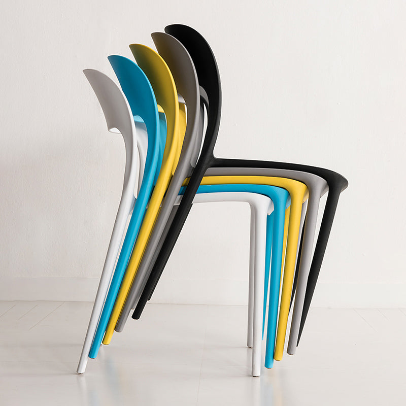 Nordic Style Armless Side Chairs Open Back Chairs with Plastic Legs for Home Use