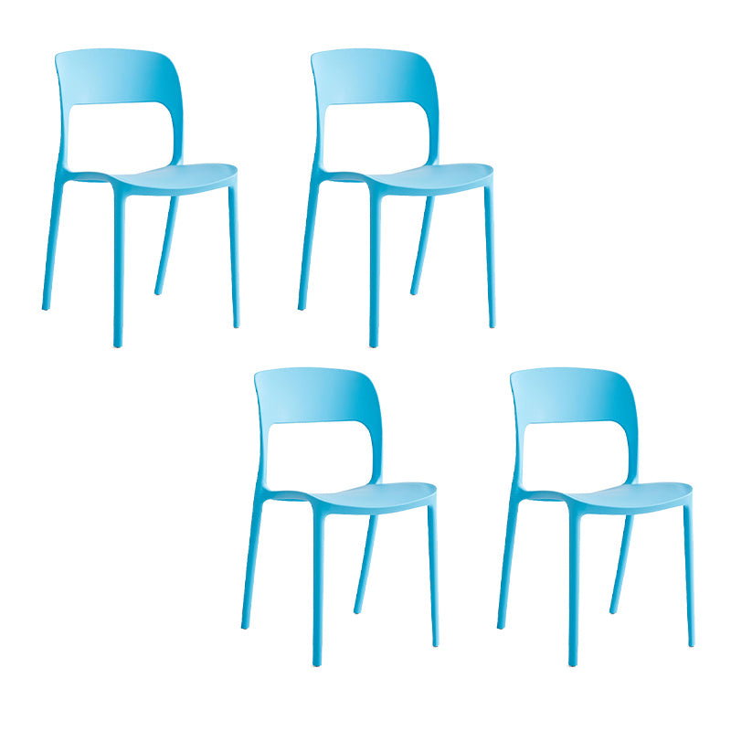 Nordic Style Armless Side Chairs Open Back Chairs with Plastic Legs for Home Use