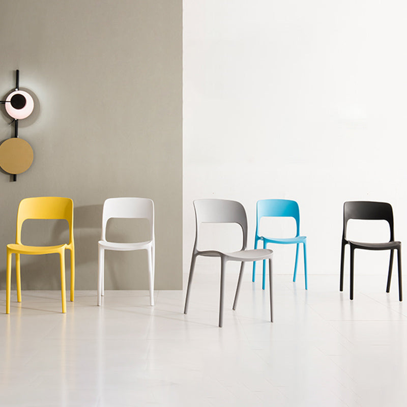 Nordic Style Armless Side Chairs Open Back Chairs with Plastic Legs for Home Use