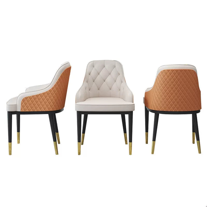 Glam Kitchen Dining Arm Chairs Faux Leather Kitchen Dining Chairs