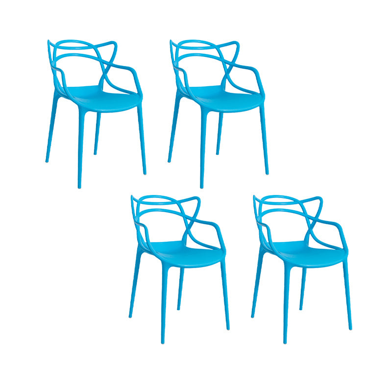 Nordic Style Arm Side Chairs Open Back Chairs with Plastic Legs for Kitchen