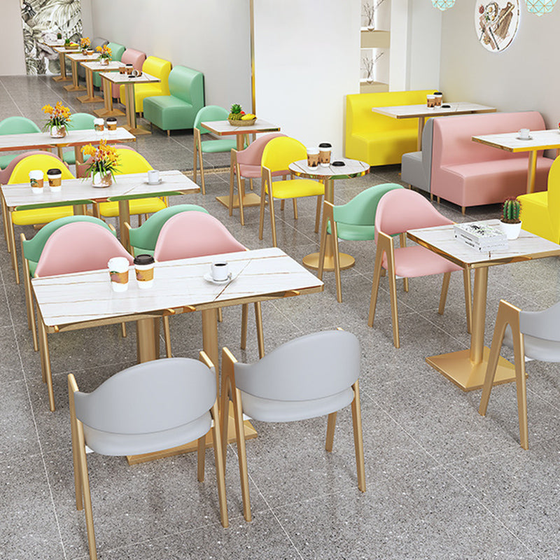 Upholstered Dining Chair Open Back Dining Chair with Gold Metal Legs