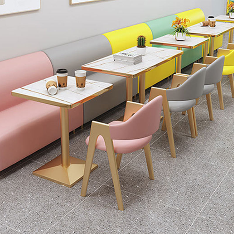 Upholstered Dining Chair Open Back Dining Chair with Gold Metal Legs