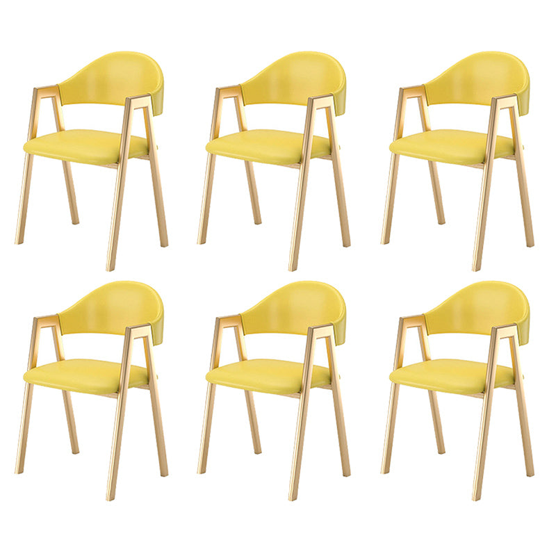 Upholstered Dining Chair Open Back Dining Chair with Gold Metal Legs