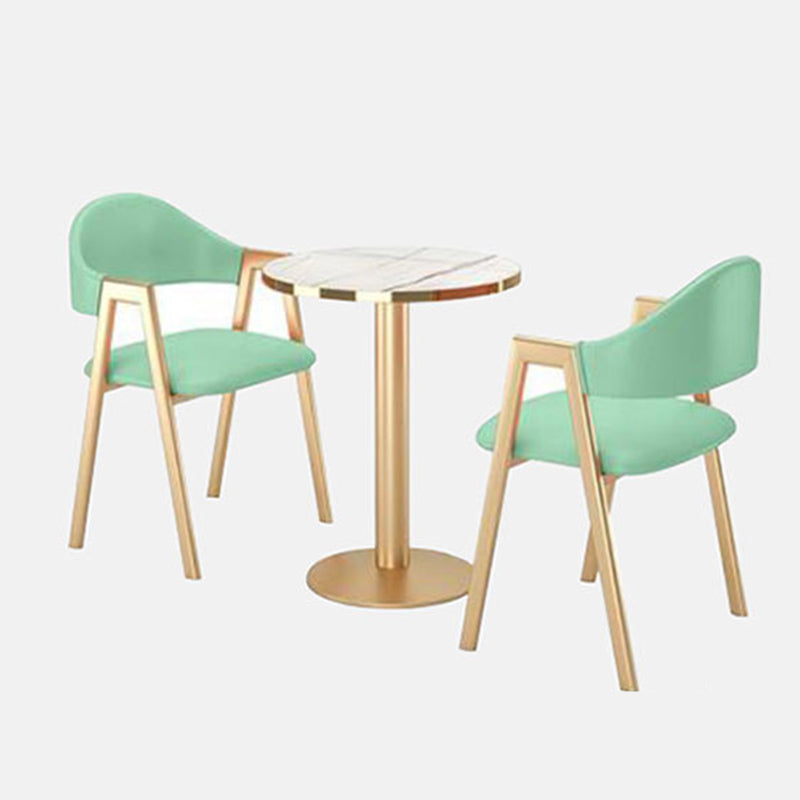 Upholstered Dining Chair Open Back Dining Chair with Gold Metal Legs