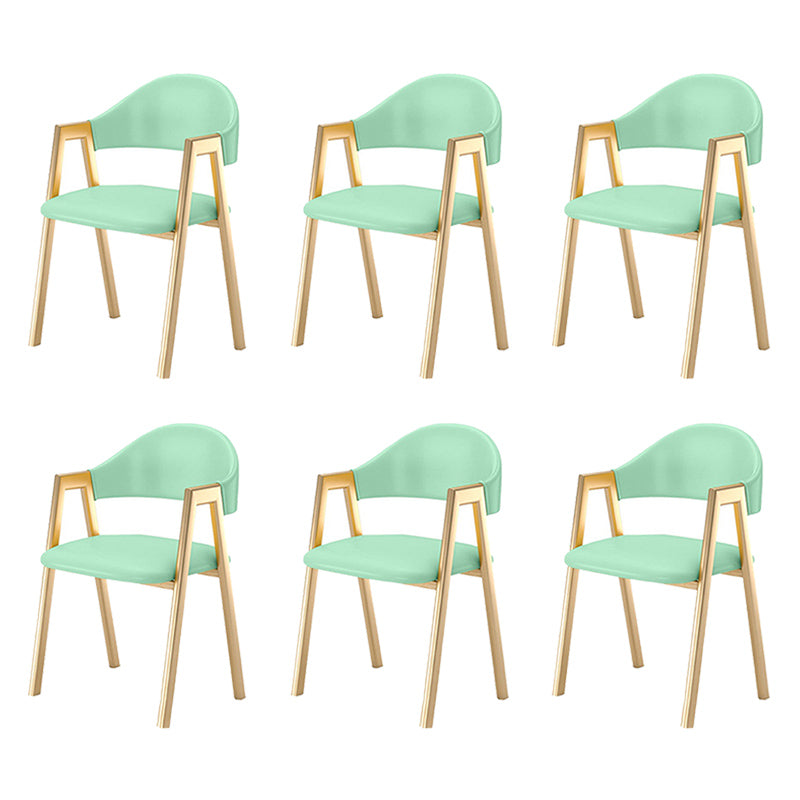 Upholstered Dining Chair Open Back Dining Chair with Gold Metal Legs