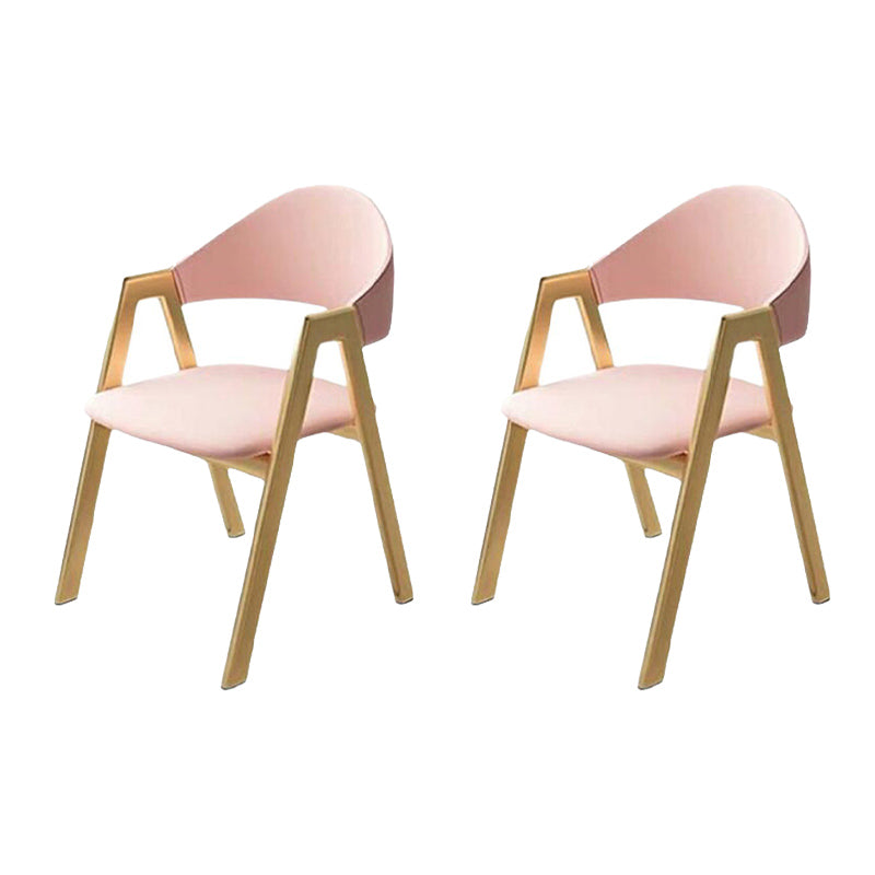 Upholstered Dining Chair Open Back Dining Chair with Gold Metal Legs