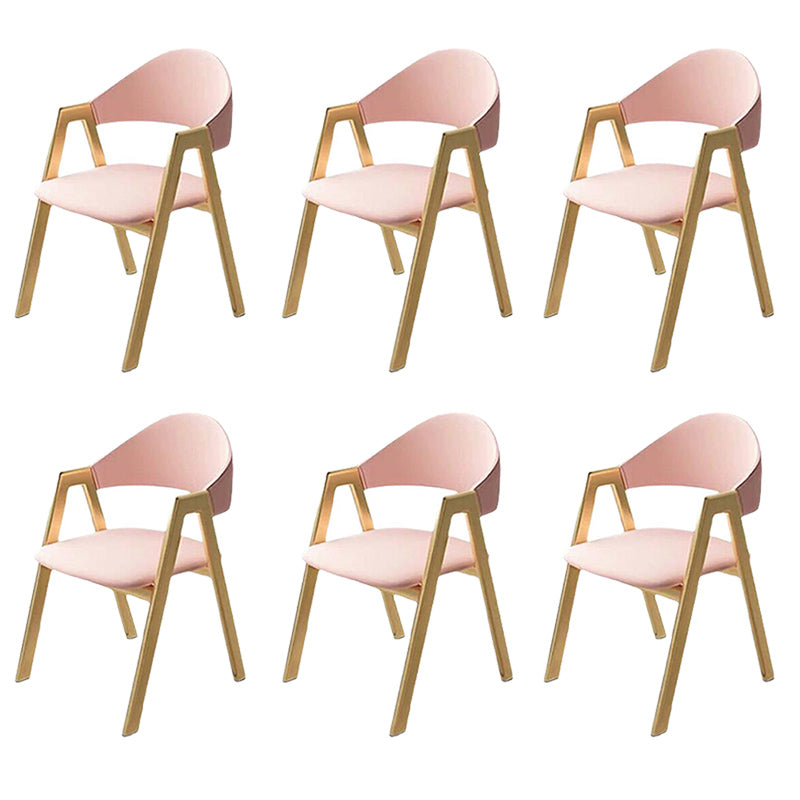 Upholstered Dining Chair Open Back Dining Chair with Gold Metal Legs