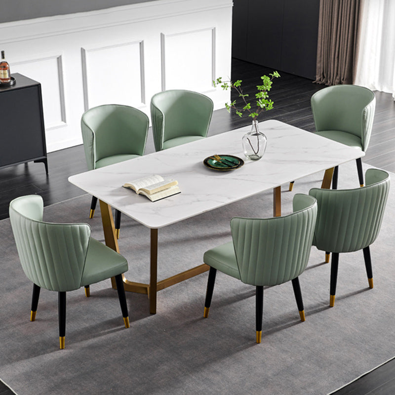 Glam Style Armless Side Chairs Wooden Chair with Wood Legs for Kitchen