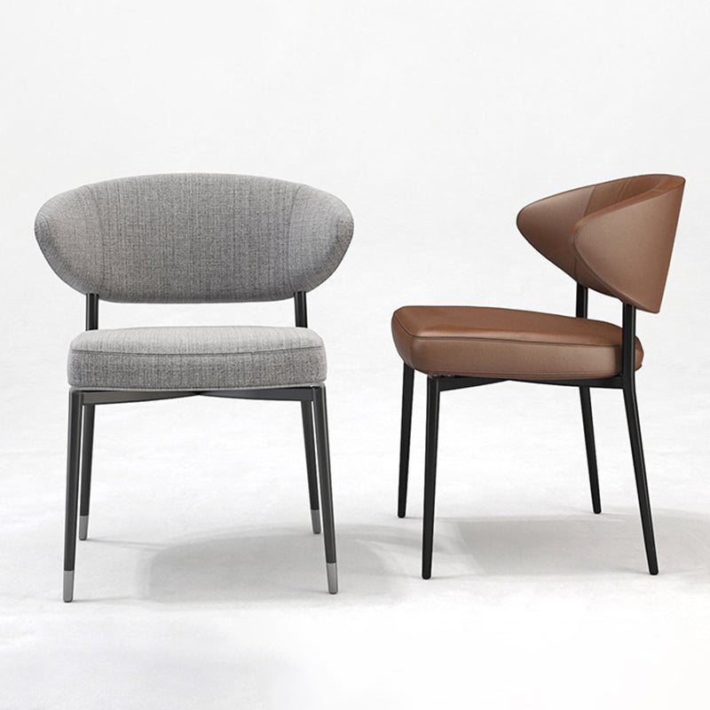 Upholstered Dining Arm Chairs Open Back Dining Chairs with Metal Legs