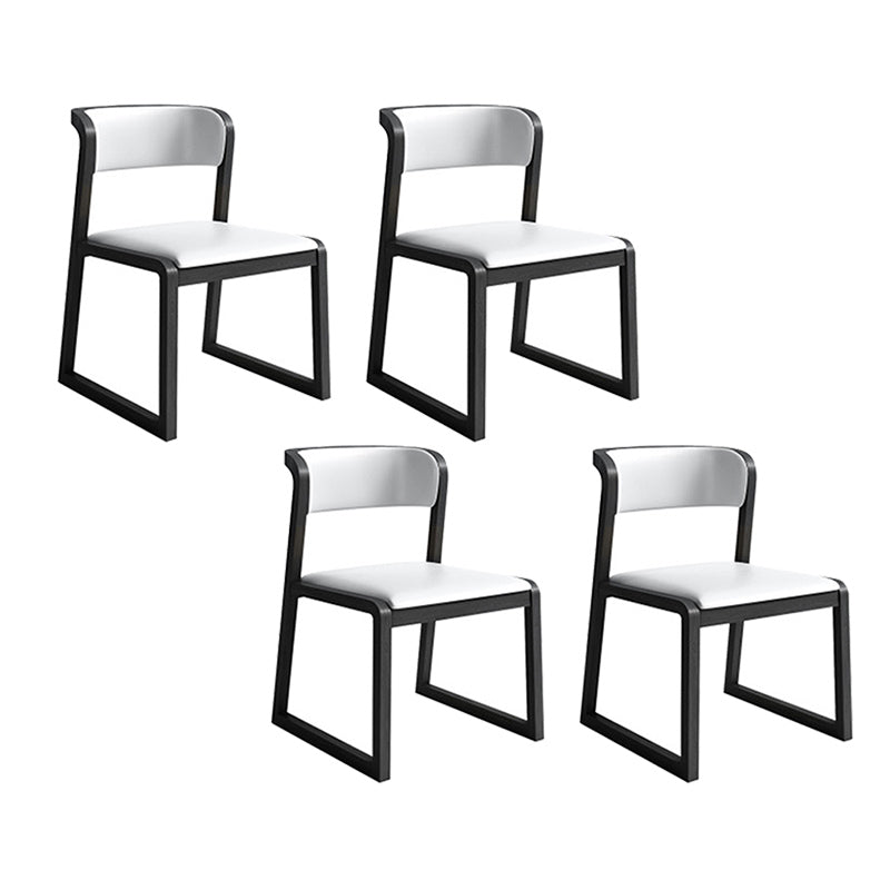 Modern Style Faux Leather Chair Open Back Side Chairs with Wood Legs for Kitchen
