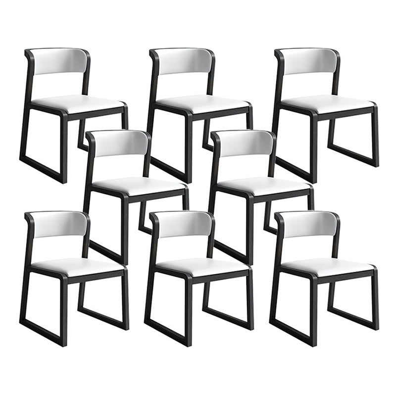 Modern Style Faux Leather Chair Open Back Side Chairs with Wood Legs for Kitchen