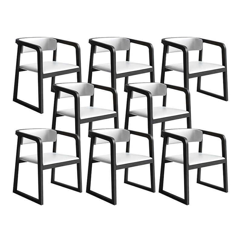 Modern Style Faux Leather Chair Open Back Side Chairs with Wood Legs for Kitchen