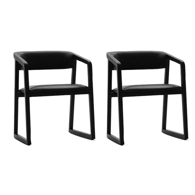 Modern Style Faux Leather Chair Open Back Side Chairs with Wood Legs for Kitchen