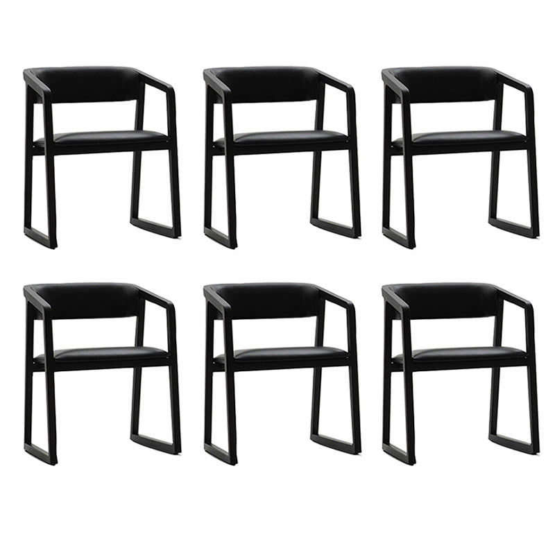 Modern Style Faux Leather Chair Open Back Side Chairs with Wood Legs for Kitchen