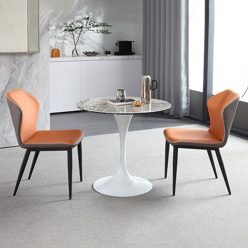 Wingback Side Chairs Faux Leather Kitchen Dining Armless Chairs