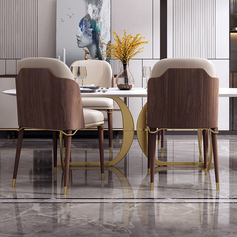 Glam Style Faux Leather Chair Parsons Chair with Wood Legs for Kitchen