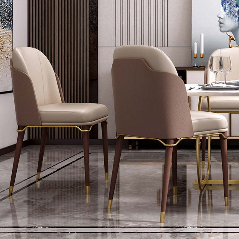 Glam Style Faux Leather Chair Parsons Chair with Wood Legs for Kitchen