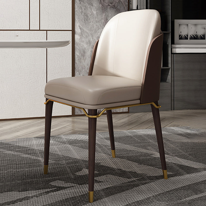 Glam Style Faux Leather Chair Parsons Chair with Wood Legs for Kitchen