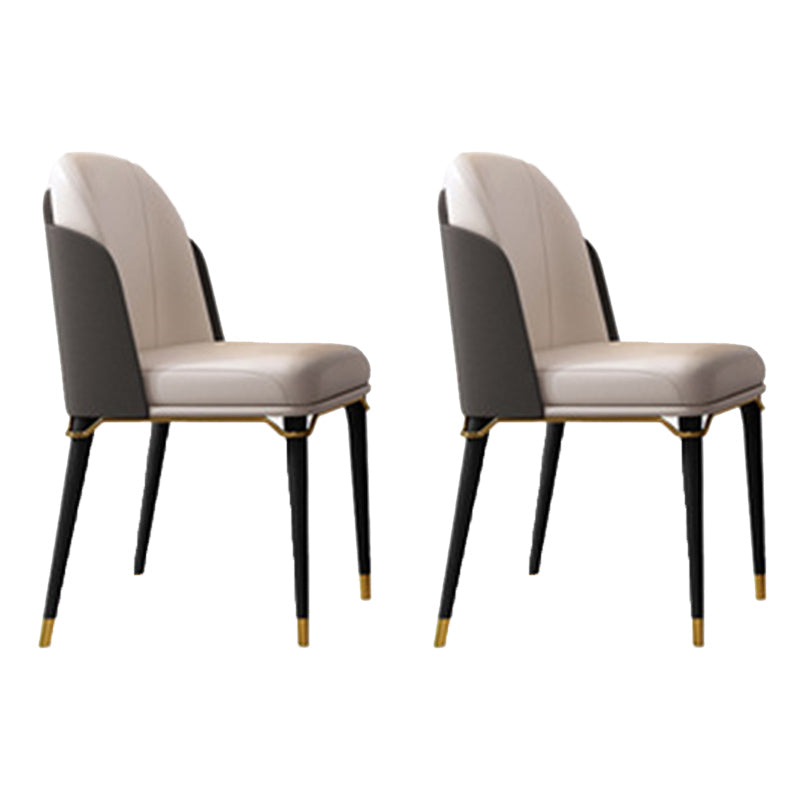 Glam Style Faux Leather Chair Parsons Chair with Wood Legs for Kitchen