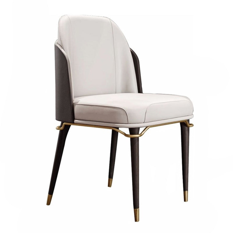 Glam Style Faux Leather Chair Parsons Chair with Wood Legs for Kitchen