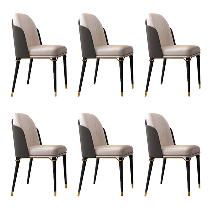 Glam Style Faux Leather Chair Parsons Chair with Wood Legs for Kitchen