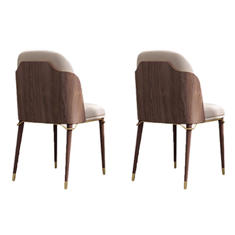 Glam Style Faux Leather Chair Parsons Chair with Wood Legs for Kitchen