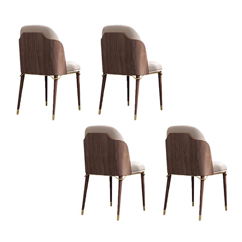 Glam Style Faux Leather Chair Parsons Chair with Wood Legs for Kitchen