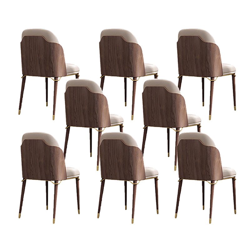 Glam Style Faux Leather Chair Parsons Chair with Wood Legs for Kitchen