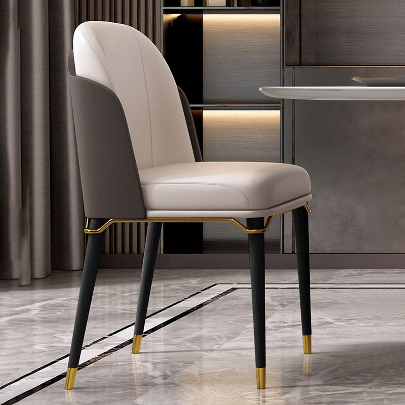 Glam Style Faux Leather Chair Parsons Chair with Wood Legs for Kitchen