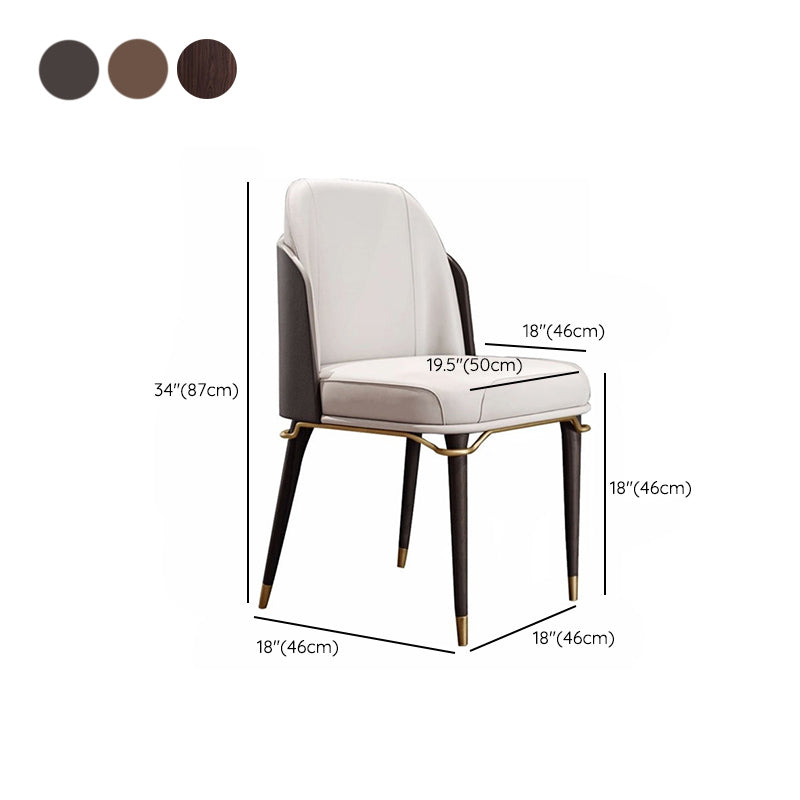 Glam Style Faux Leather Chair Parsons Chair with Wood Legs for Kitchen