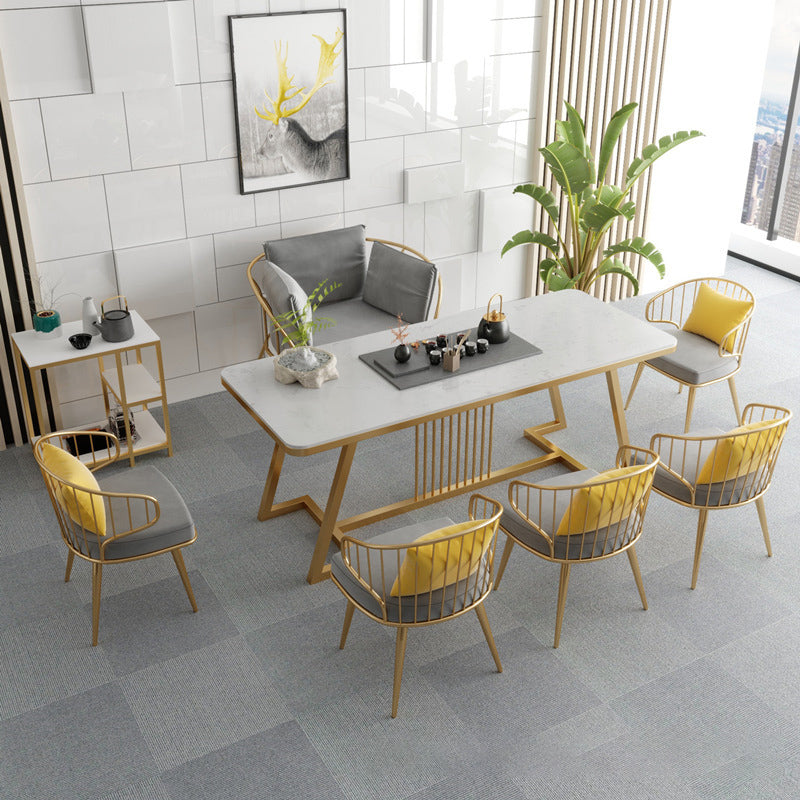 Metal Windsor Back Arm Chairs Upholstered Dining Chairs in Grey