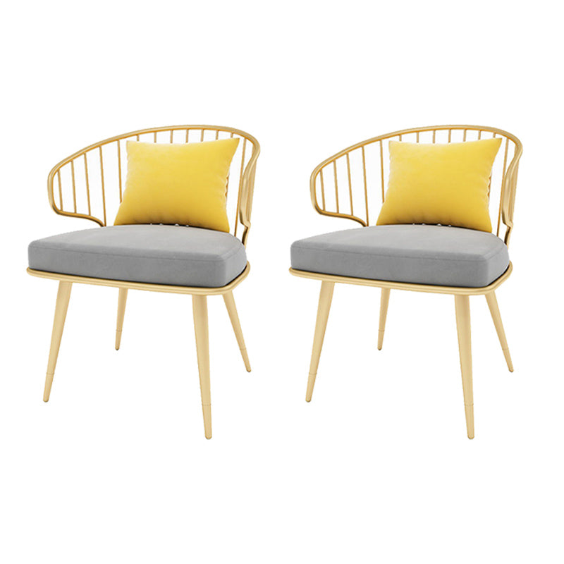 Metal Windsor Back Arm Chairs Upholstered Dining Chairs in Grey