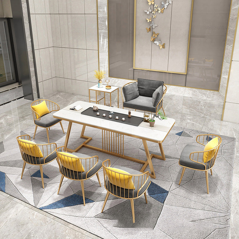 Metal Windsor Back Arm Chairs Upholstered Dining Chairs in Grey