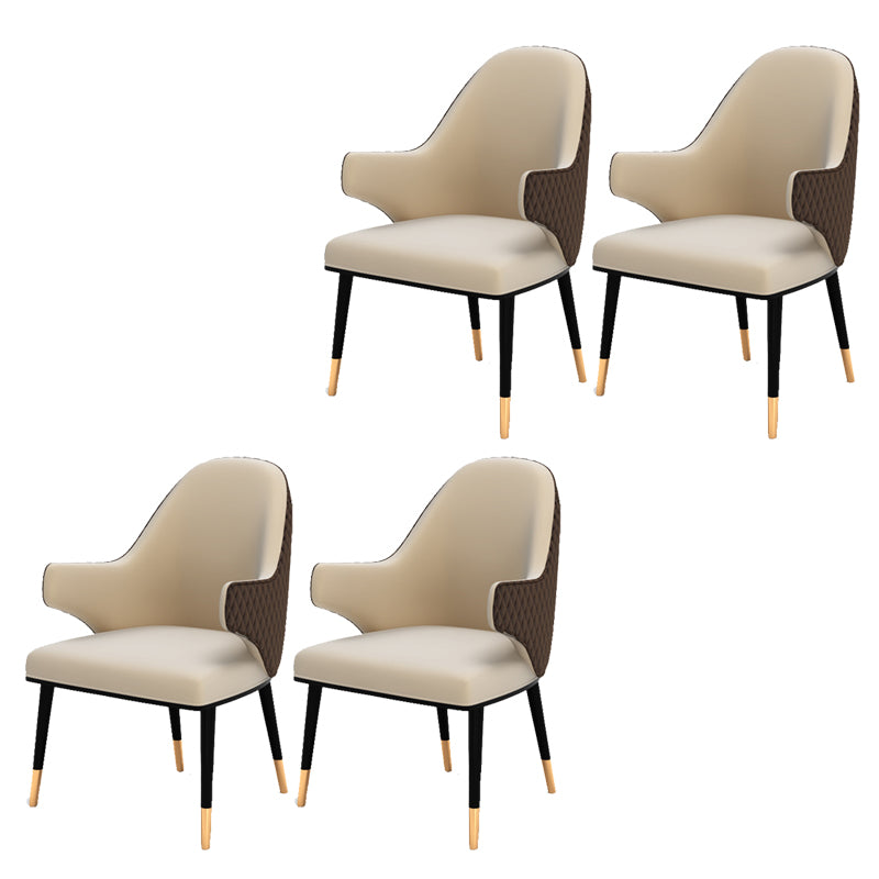 Glam Upholstered Dining Arm Chair Faux Leather Kitchen Dining Chair