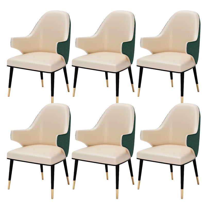 Glam Upholstered Dining Arm Chair Faux Leather Kitchen Dining Chair