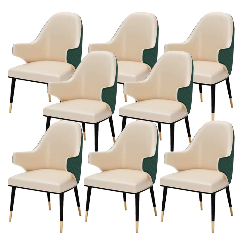 Glam Upholstered Dining Arm Chair Faux Leather Kitchen Dining Chair