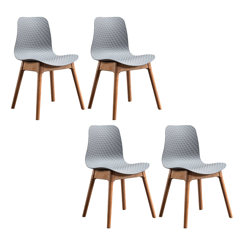 Nordic Style Plastic Chairs Armless Side Chairs with Wooden Legs for Kitchen