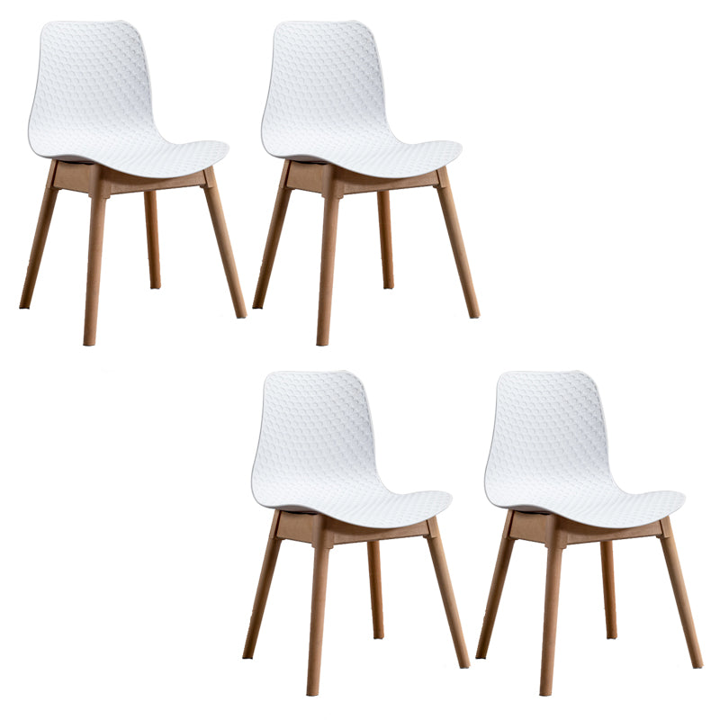 Nordic Style Plastic Chairs Armless Side Chairs with Wooden Legs for Kitchen