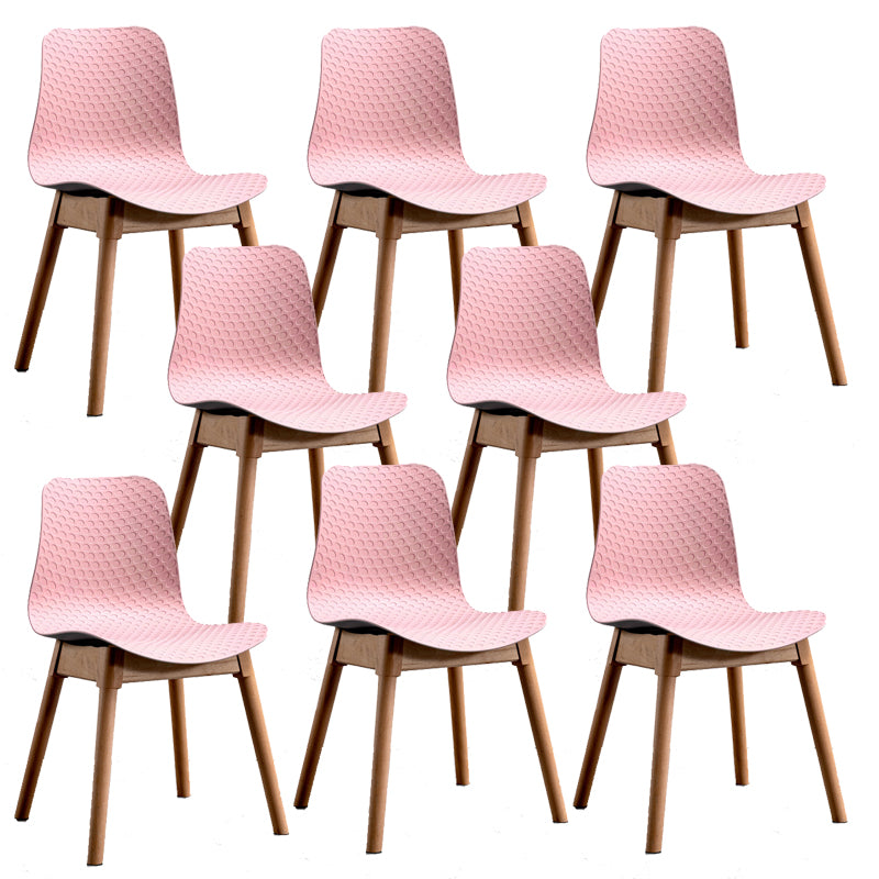Nordic Style Plastic Chairs Armless Side Chairs with Wooden Legs for Kitchen