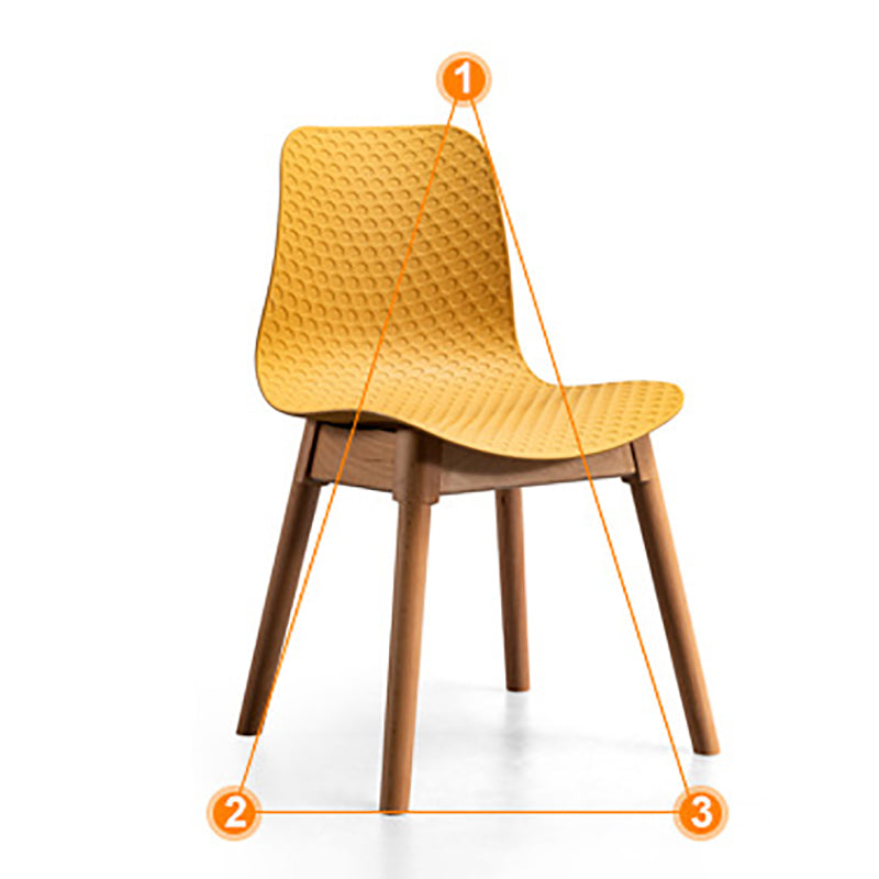 Nordic Style Plastic Chairs Armless Side Chairs with Wooden Legs for Kitchen