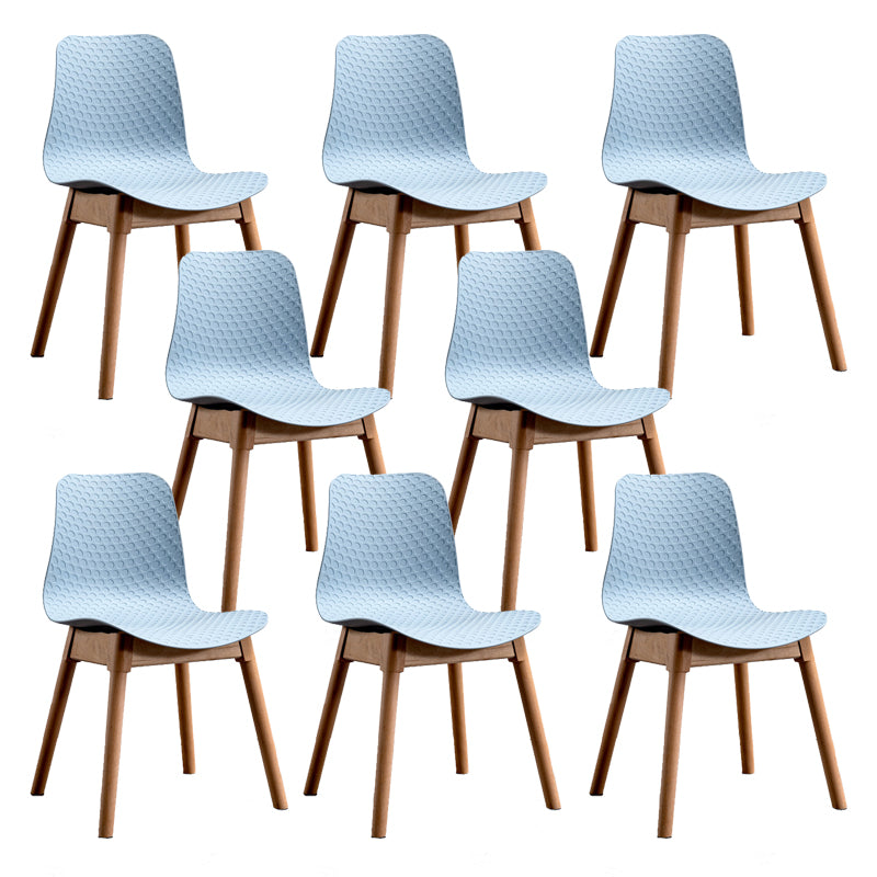 Nordic Style Plastic Chairs Armless Side Chairs with Wooden Legs for Kitchen