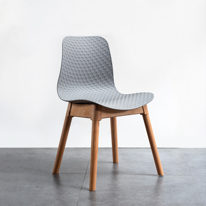 Nordic Style Plastic Chairs Armless Side Chairs with Wooden Legs for Kitchen