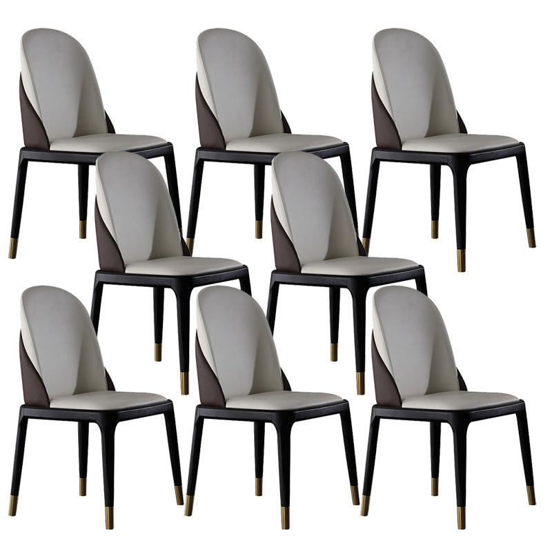 Glam Style Leather Side Chair Wooden Frame Indoor Dining Chair