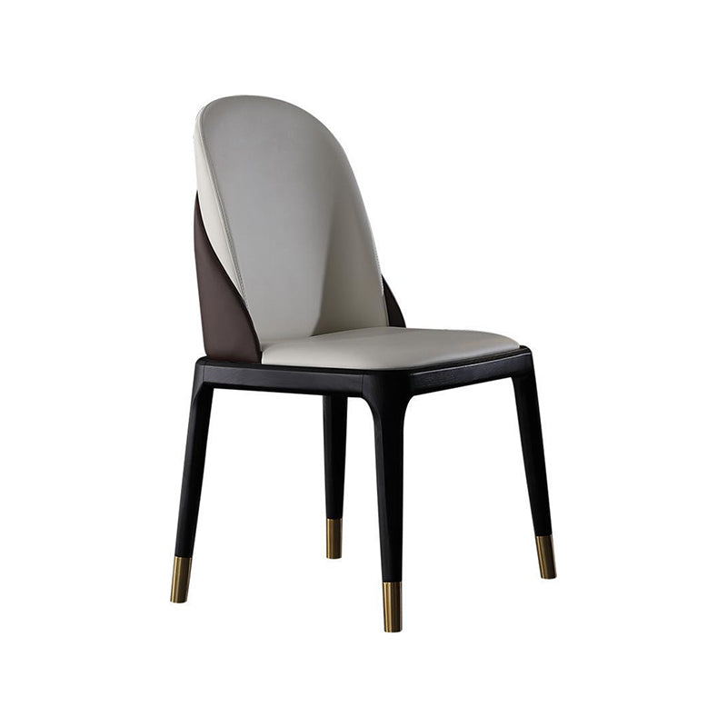 Glam Style Leather Side Chair Wooden Frame Indoor Dining Chair