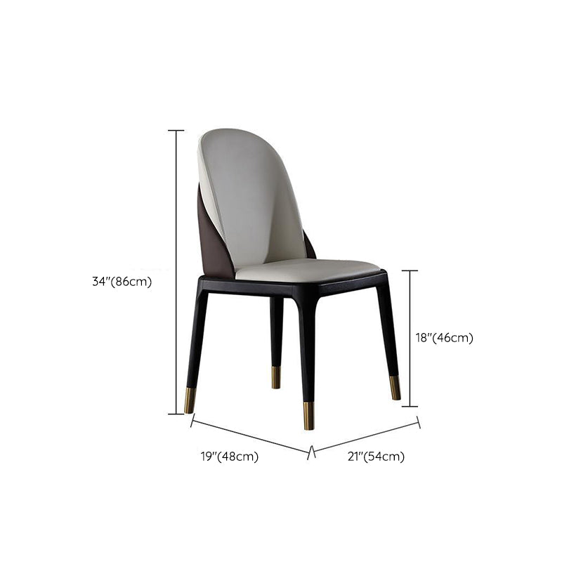 Glam Style Leather Side Chair Wooden Frame Indoor Dining Chair